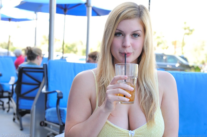 Nude public posing with busty blonde Danielle - Pic #15