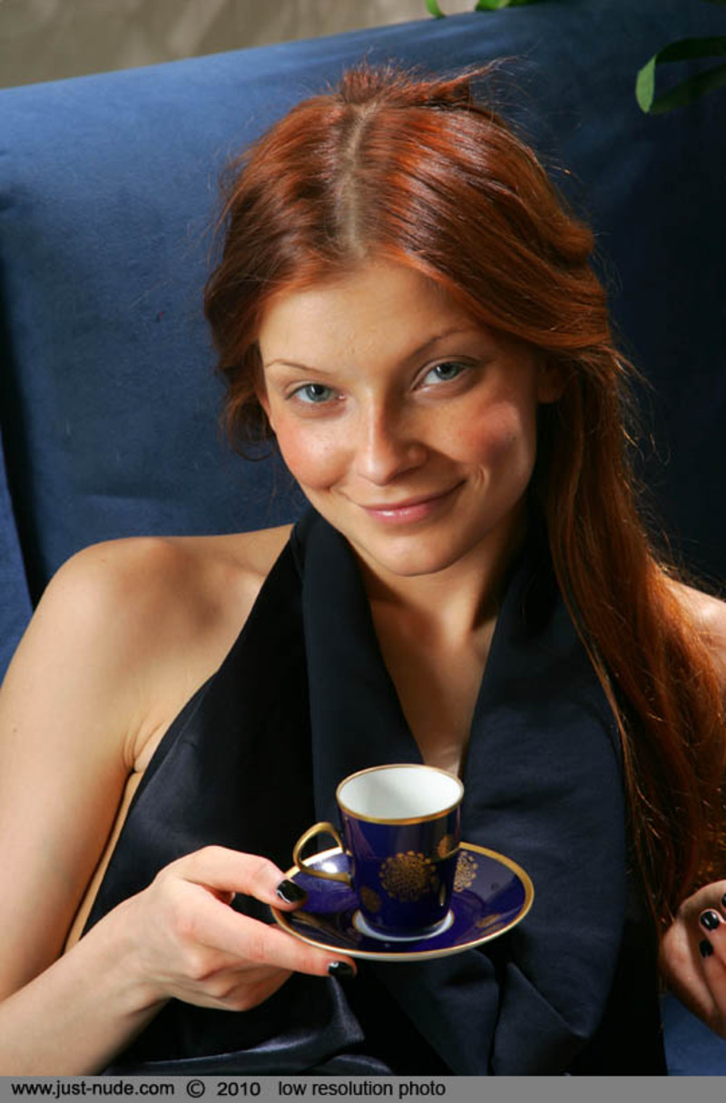 JustNudes RedHead Teen Anetta Serving Coffee Nude - Pic #1