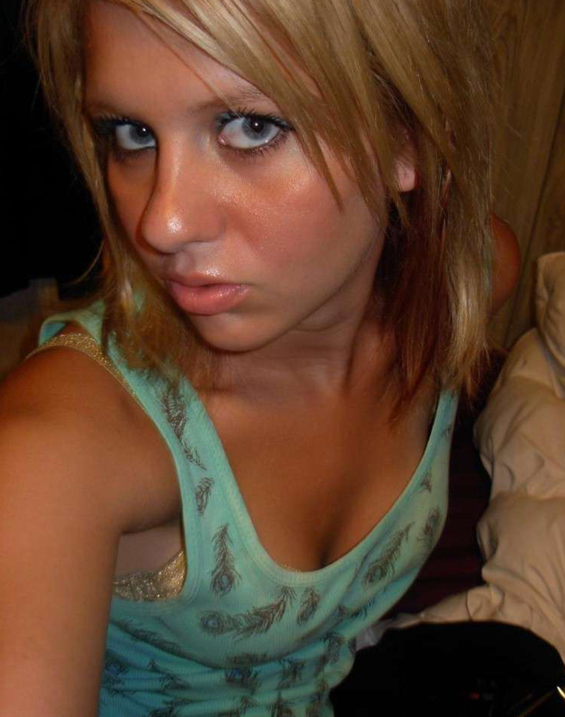 Blonde amateur girl being shy - Pic #5