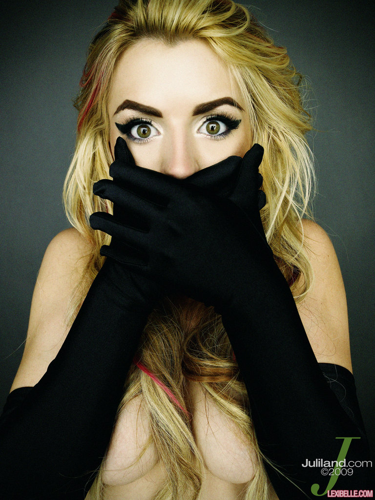 Lexi Belle Holding Tits In Black Gloves - Pic #0