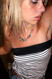 Blonde amateur girl being shy